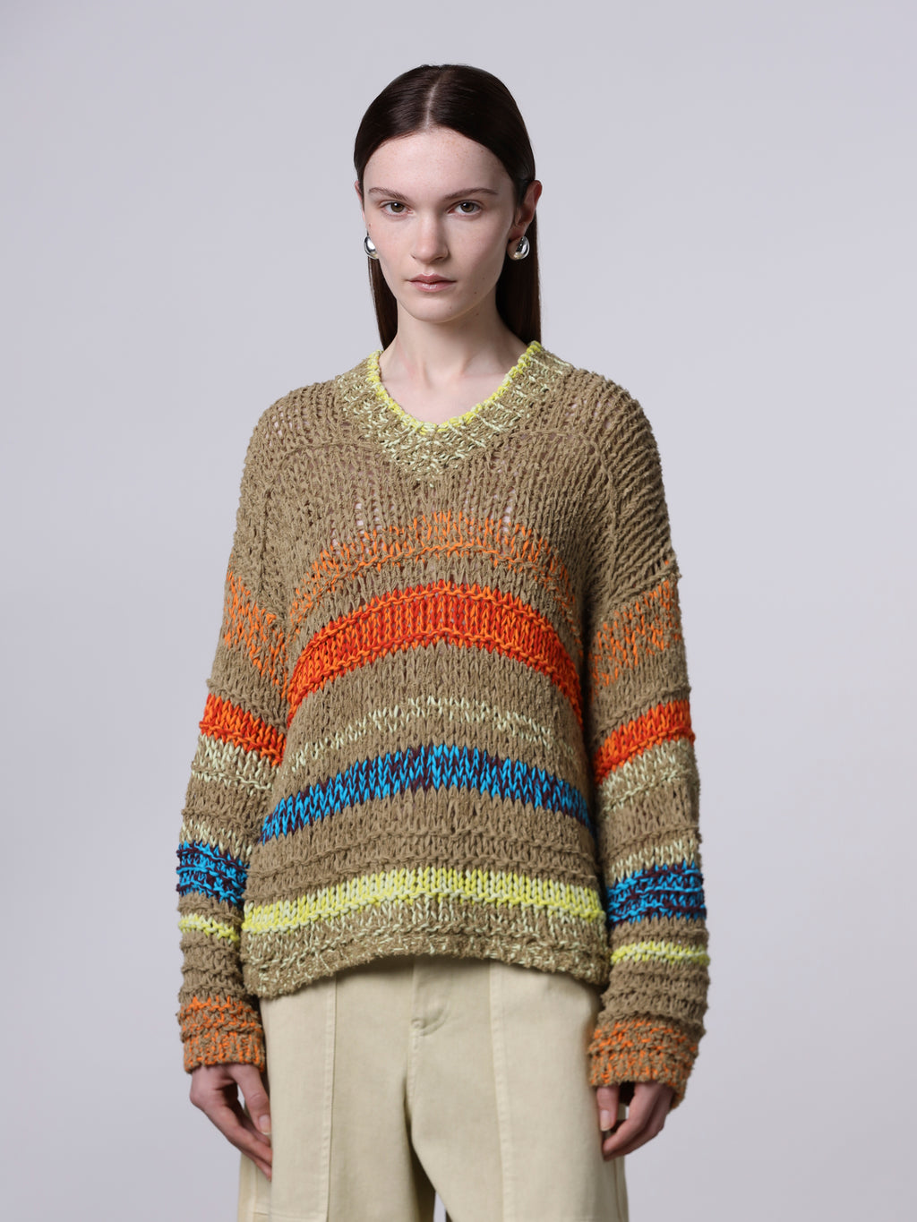 Maglia mix di punti rigata