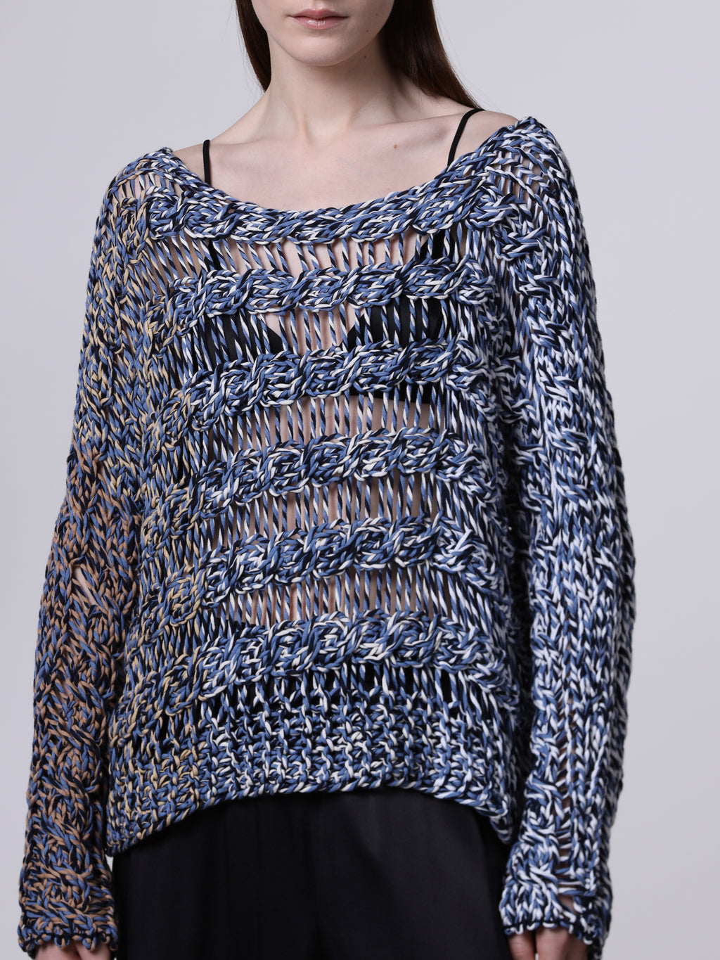 Maglia punto treccia multicolor