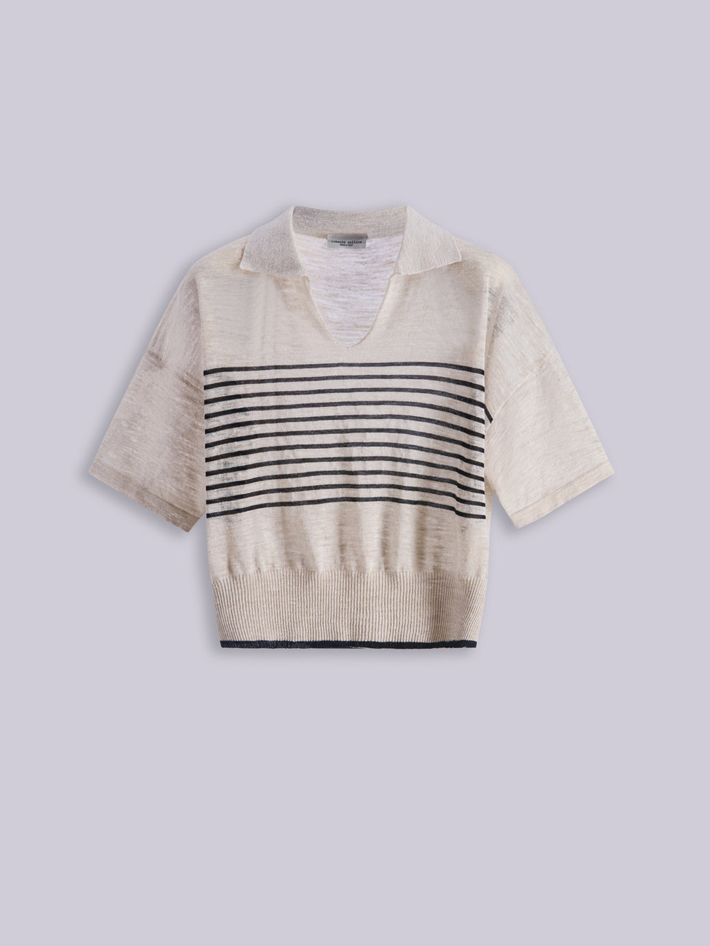 Polo rigata in lino