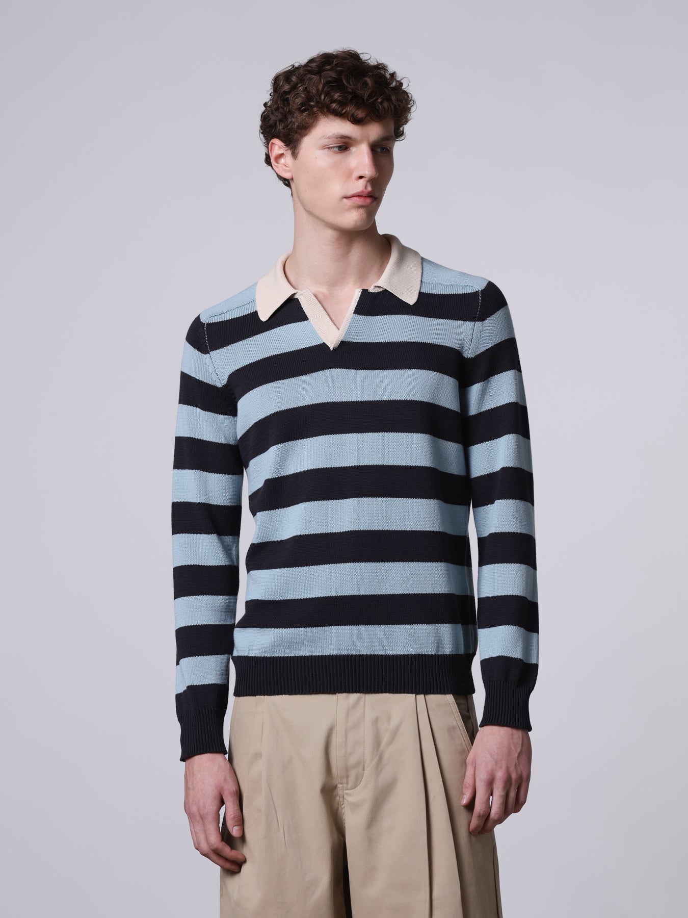 Polo con righe bicolor