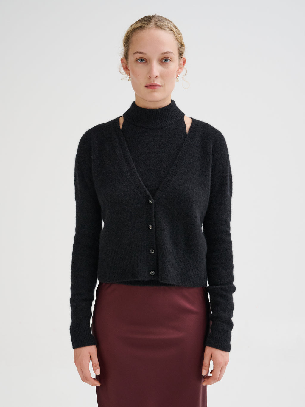 Cardigan boxy in cashmere e seta