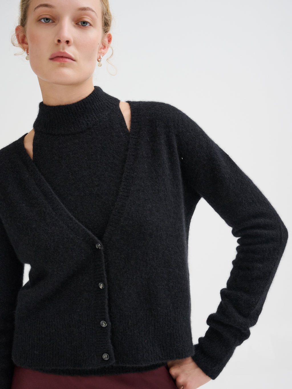 Cardigan boxy in cashmere e seta