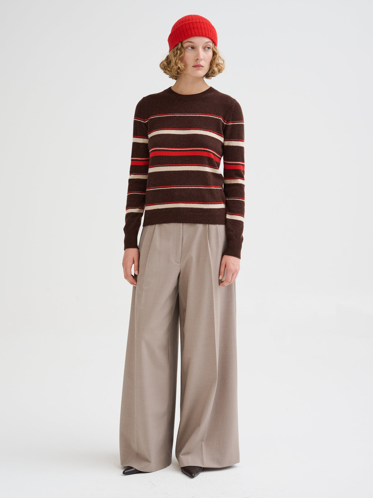 Maglia a righe in cashmere e seta
