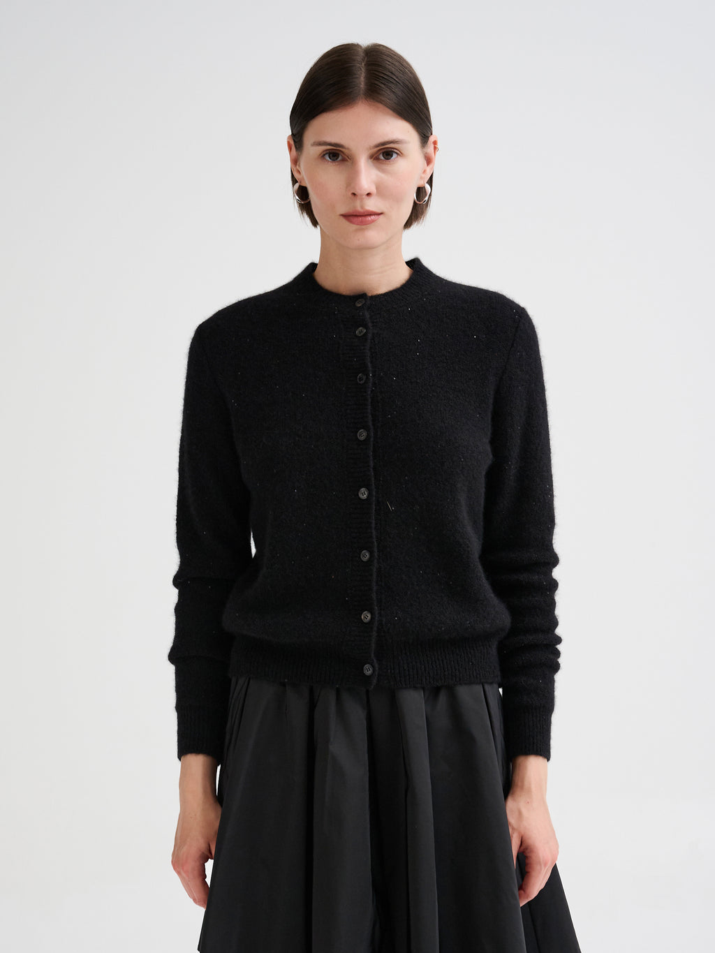 Cardigan boxy con micro paillettes