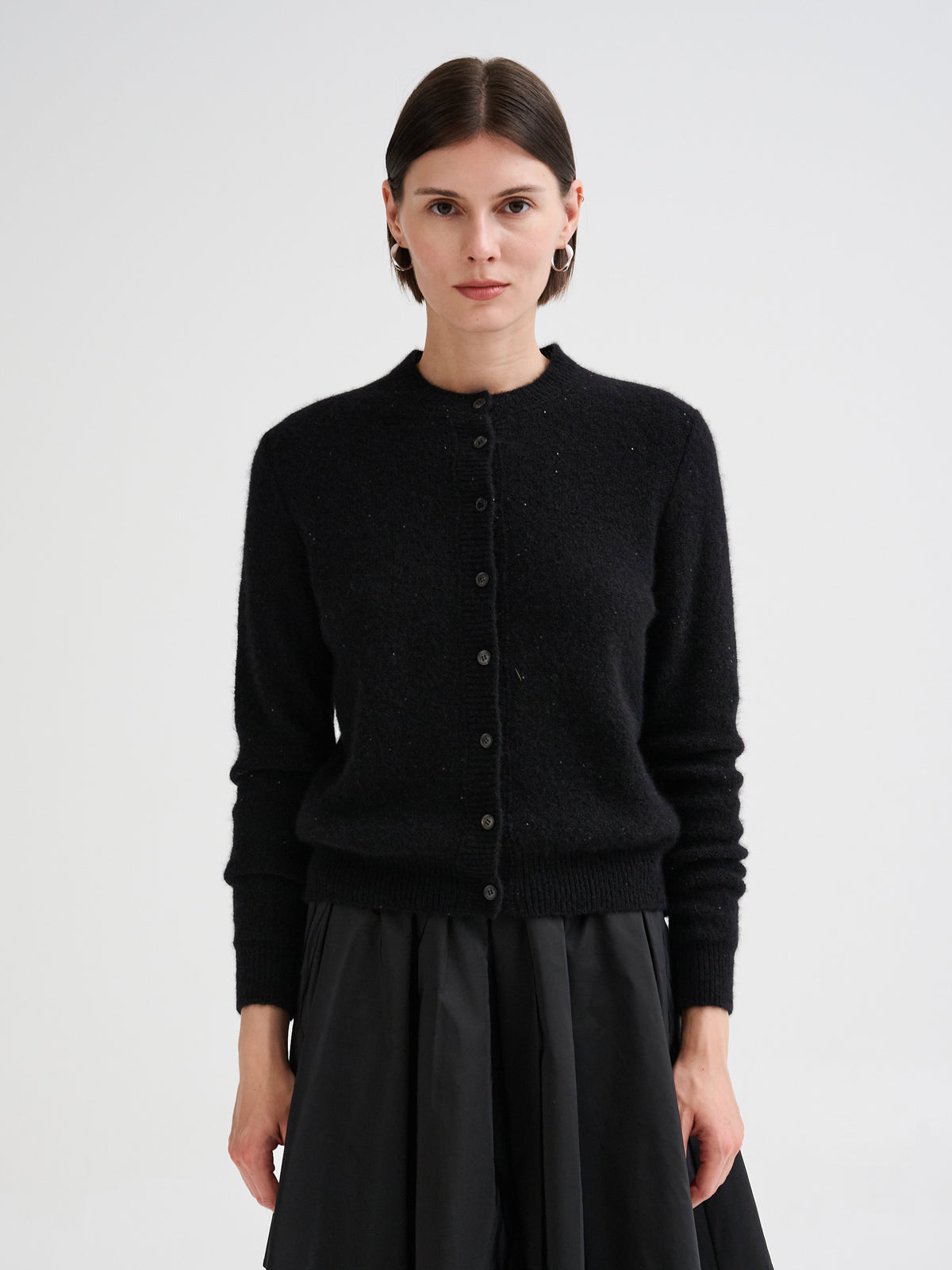Cardigan boxy con micro paillettes