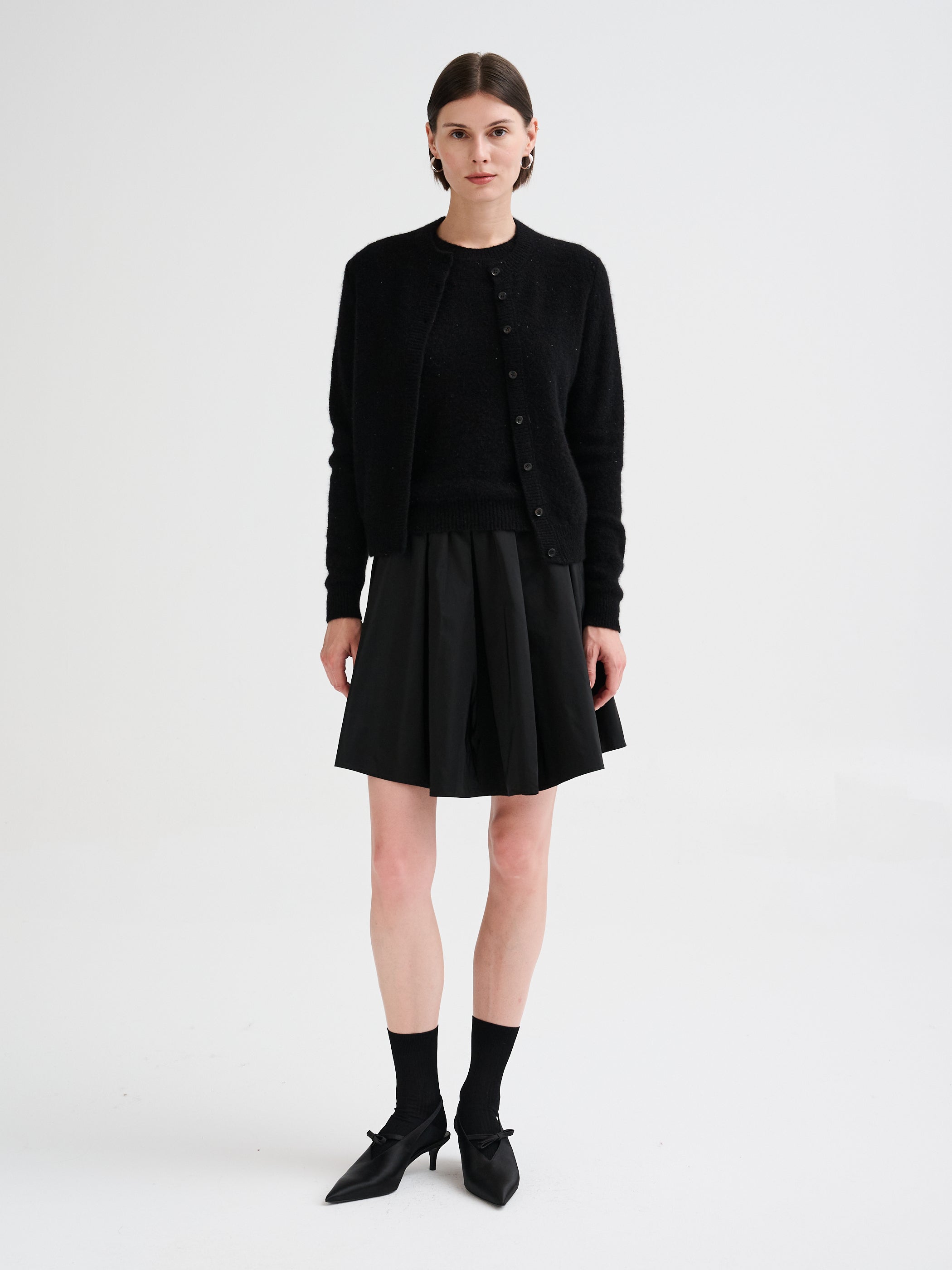 Cardigan boxy con micro paillettes