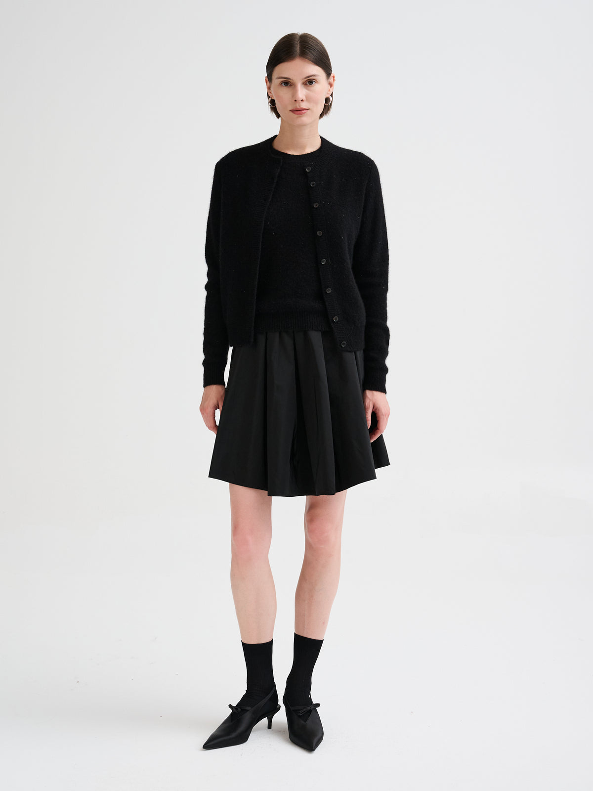 Cardigan boxy con micro paillettes
