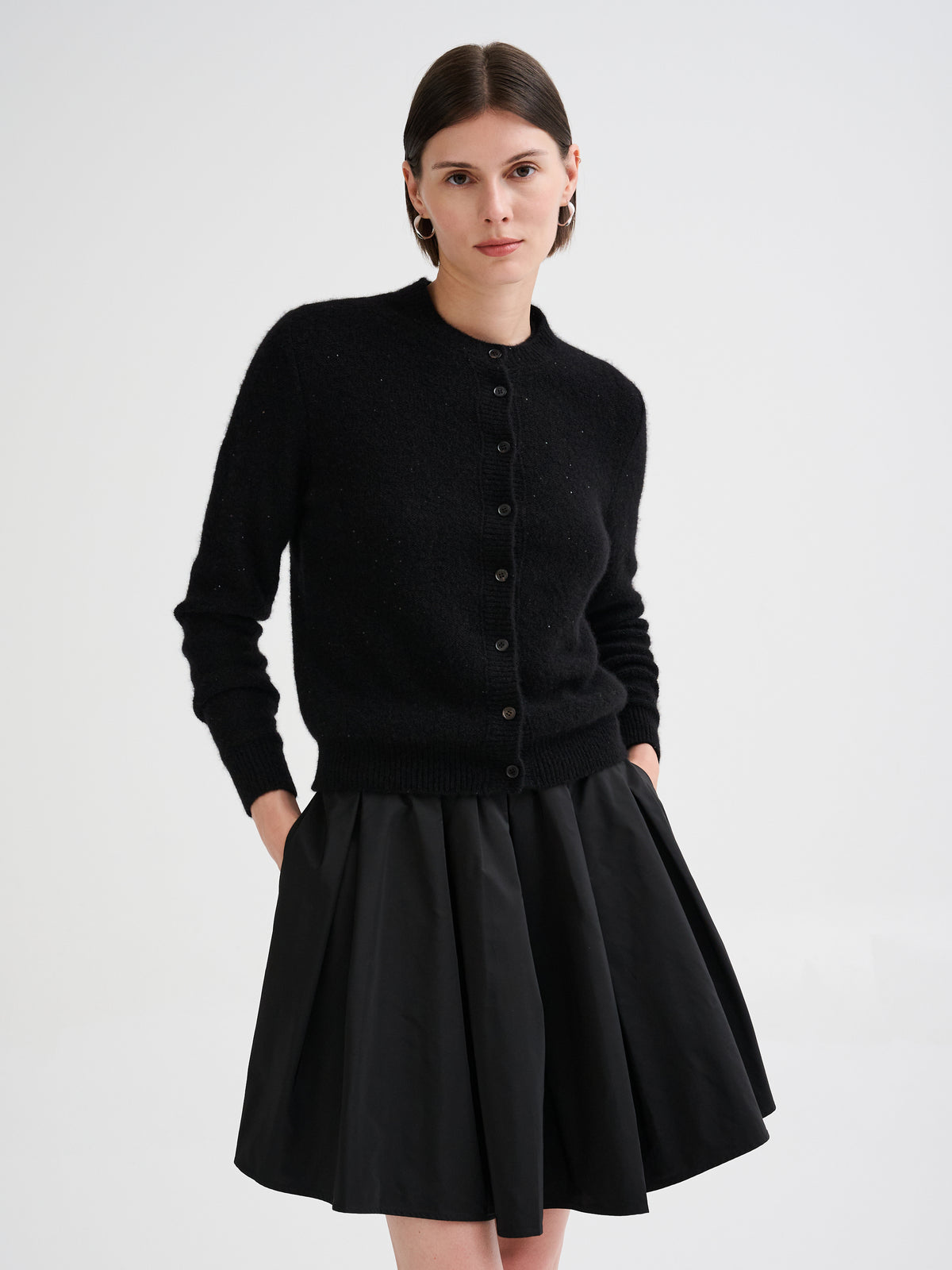 Cardigan boxy con micro paillettes