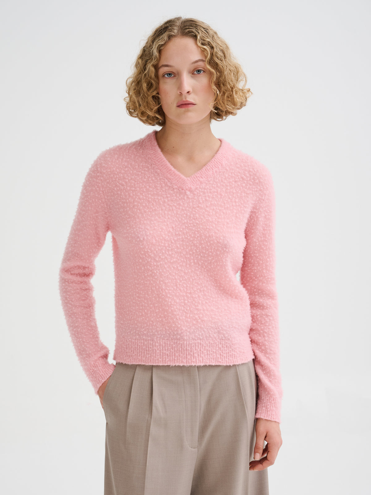 Maglia effetto Casentino con scollo a V