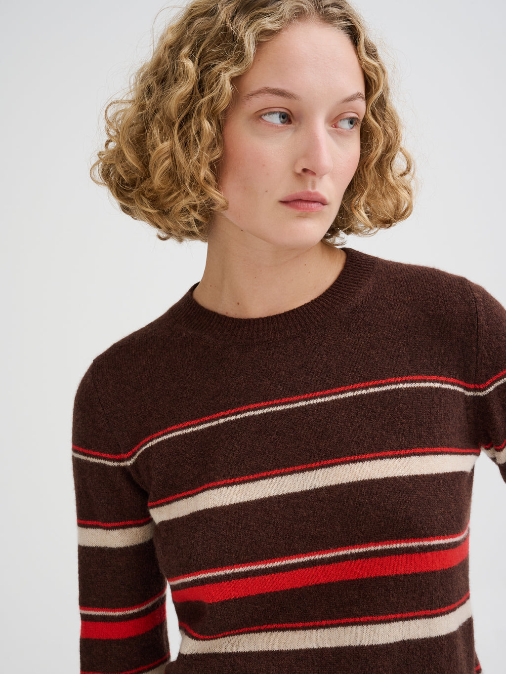 Maglia a righe in cashmere e seta