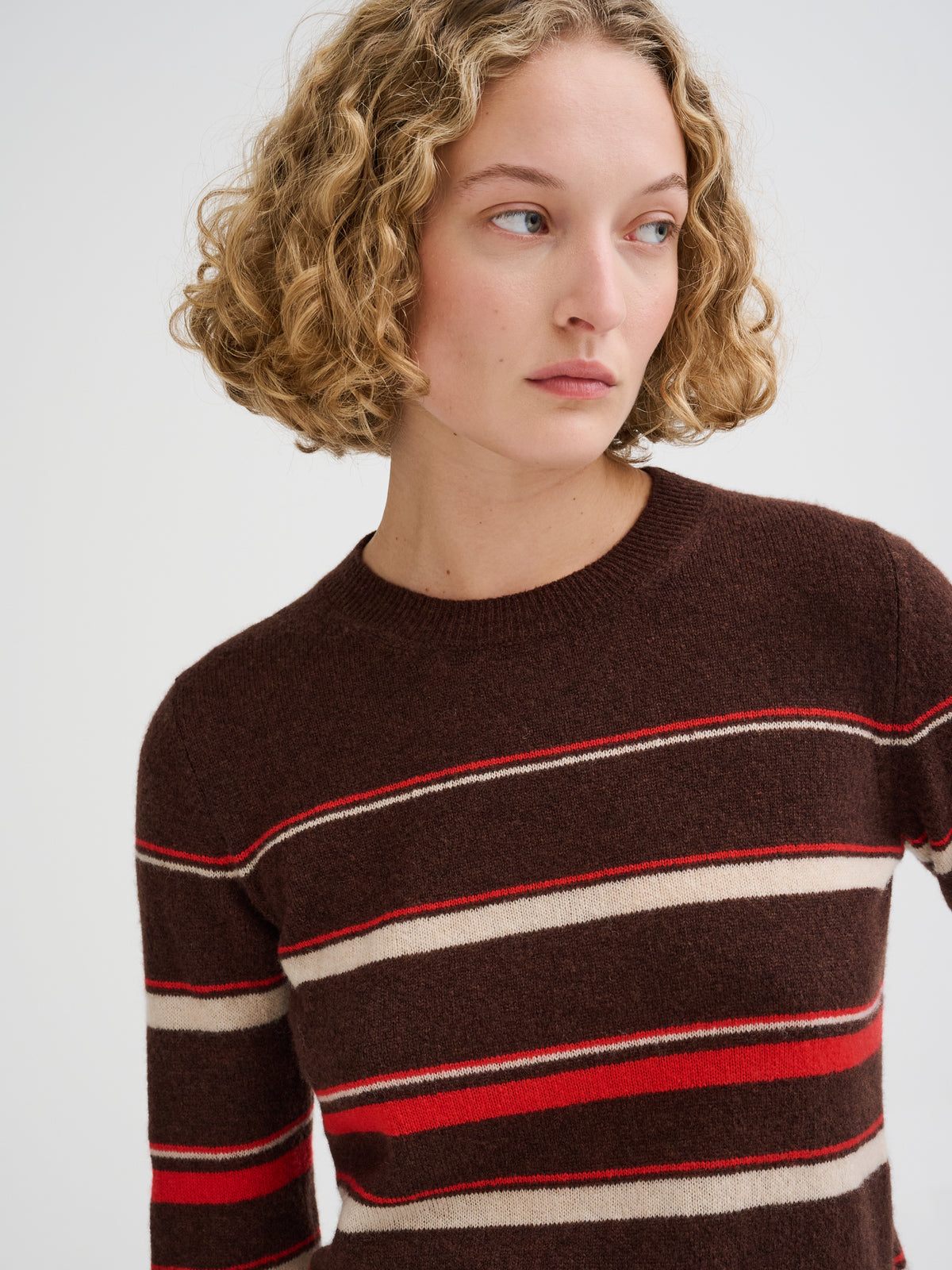 Maglia a righe in cashmere e seta