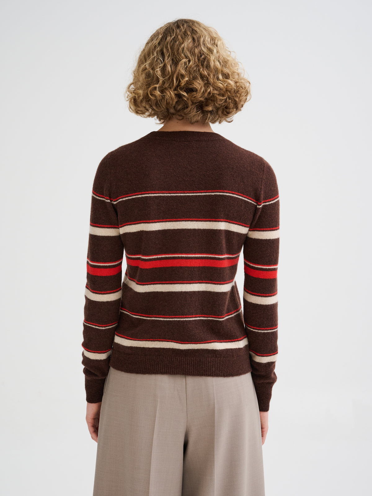 Maglia a righe in cashmere e seta