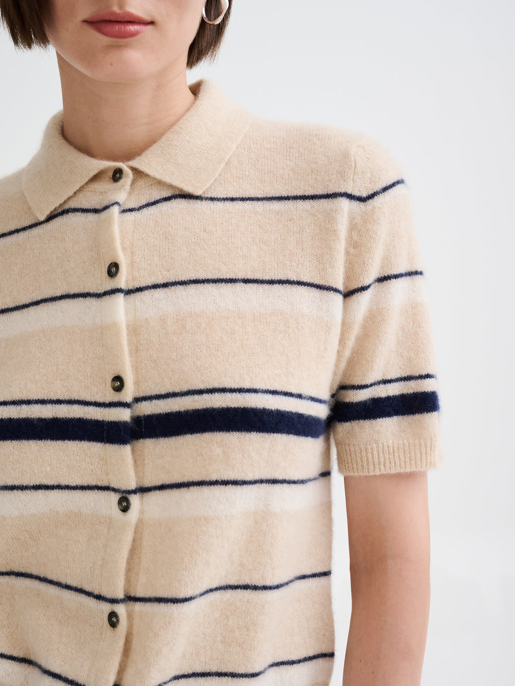 Camicia a righe in cashmere e seta