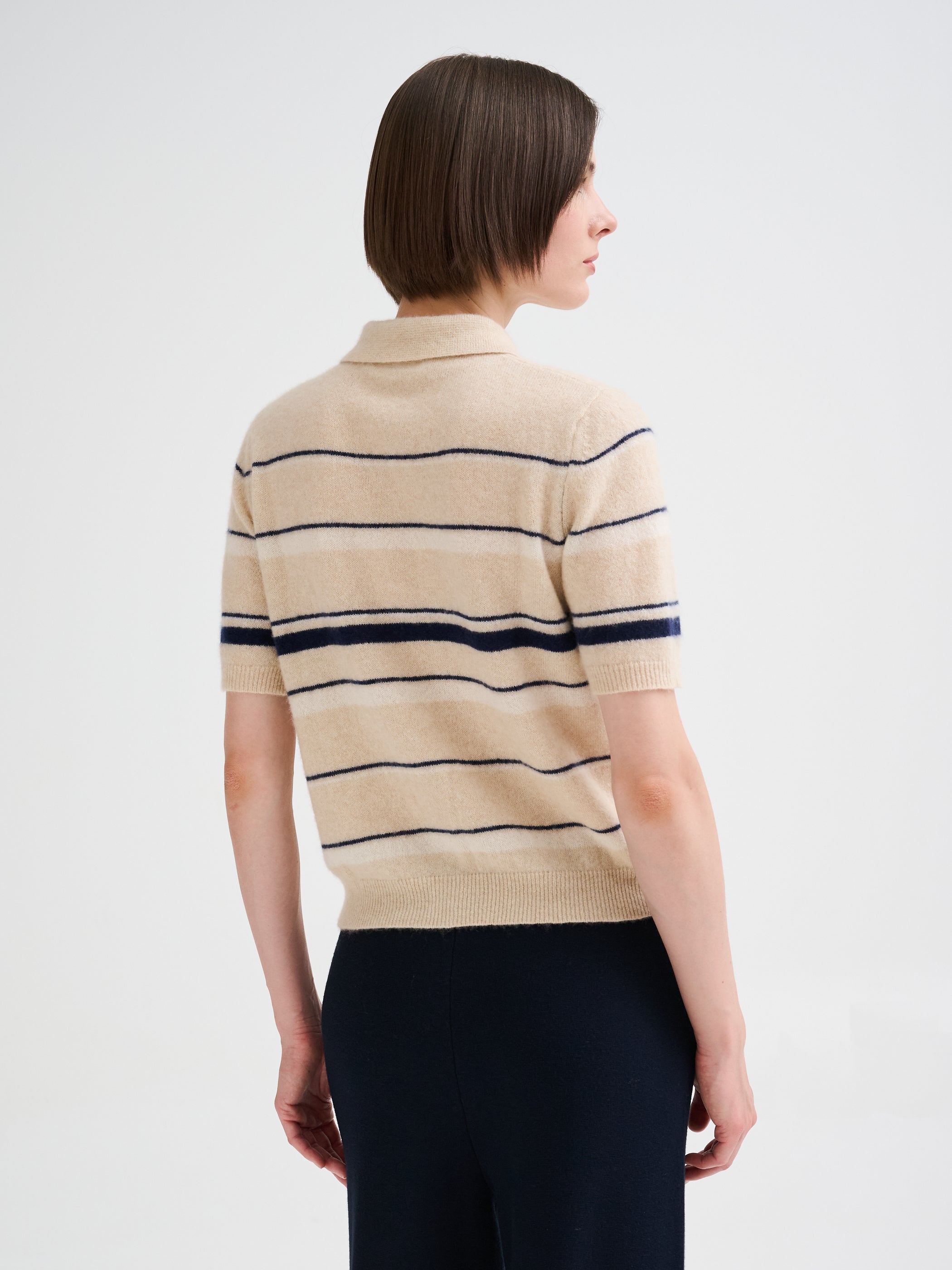 Camicia a righe in cashmere e seta