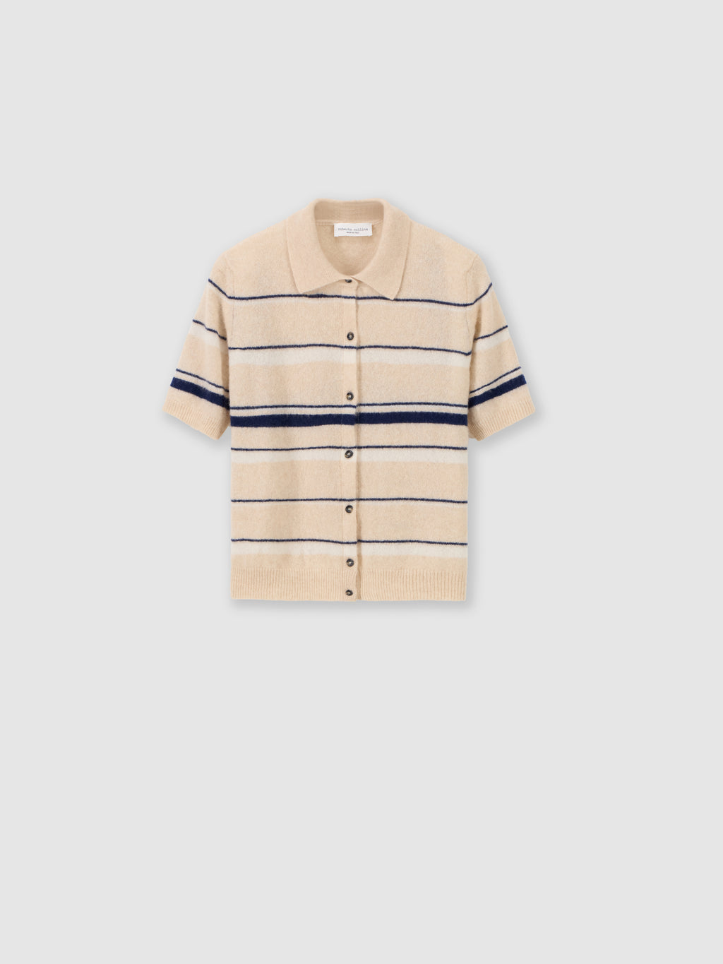 Camicia a righe in cashmere e seta