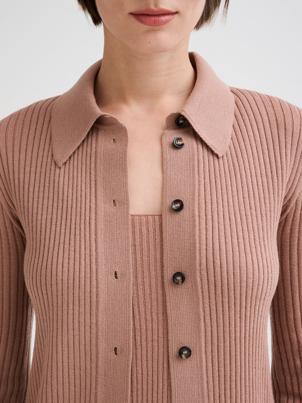 Camicia a coste in lana merino