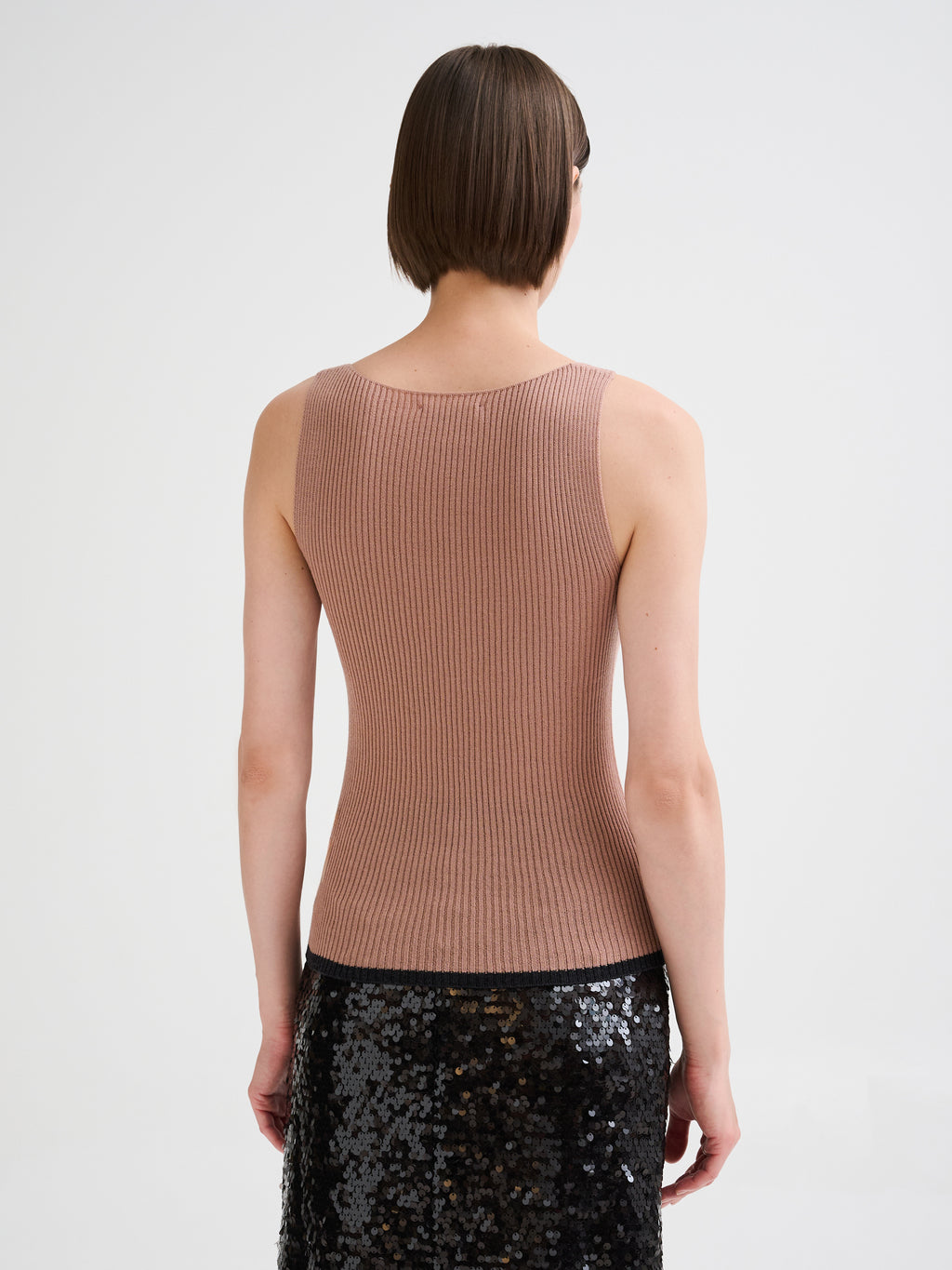 Top a coste in lana merino