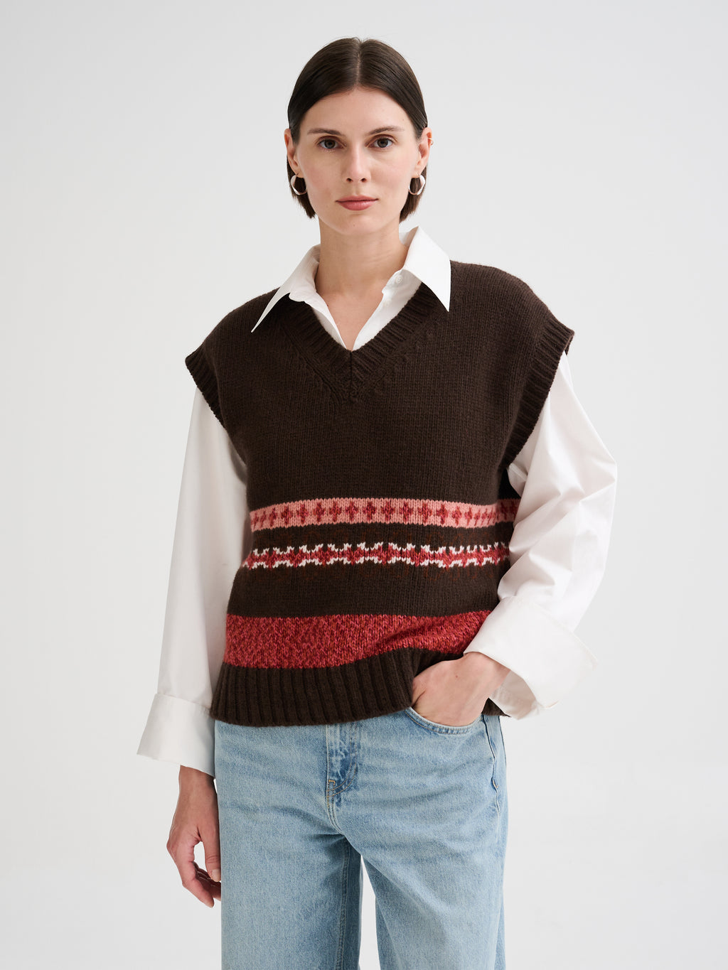 Slipover jacquard in lana e alpaca