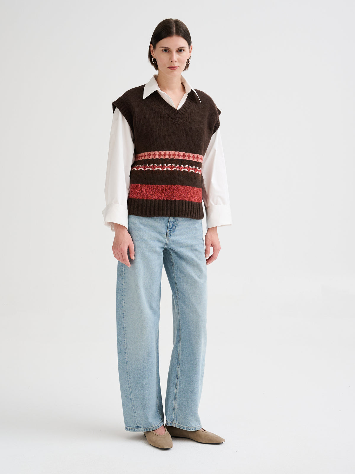 Slipover jacquard in lana e alpaca