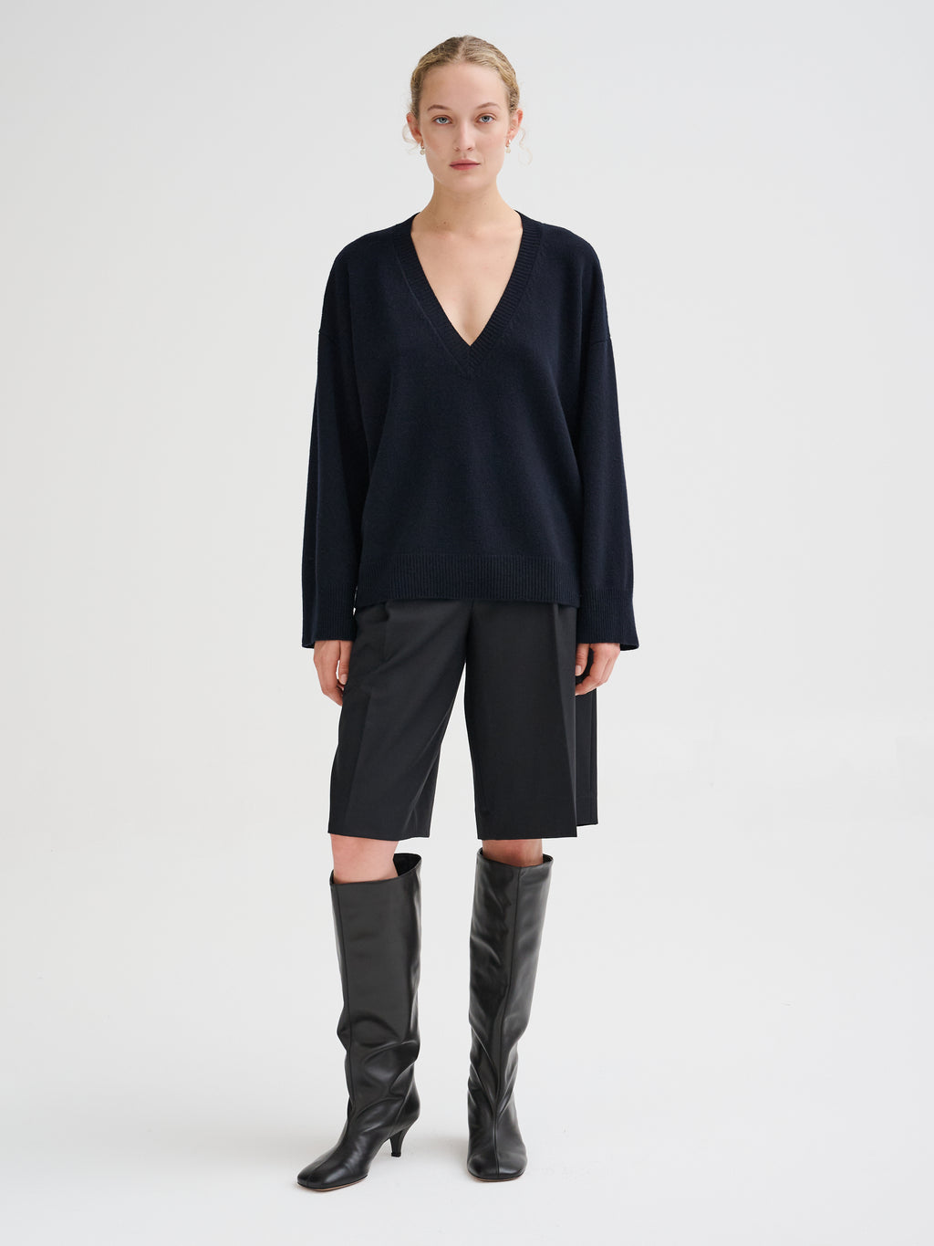 Maglia con scollo a V in lana merino