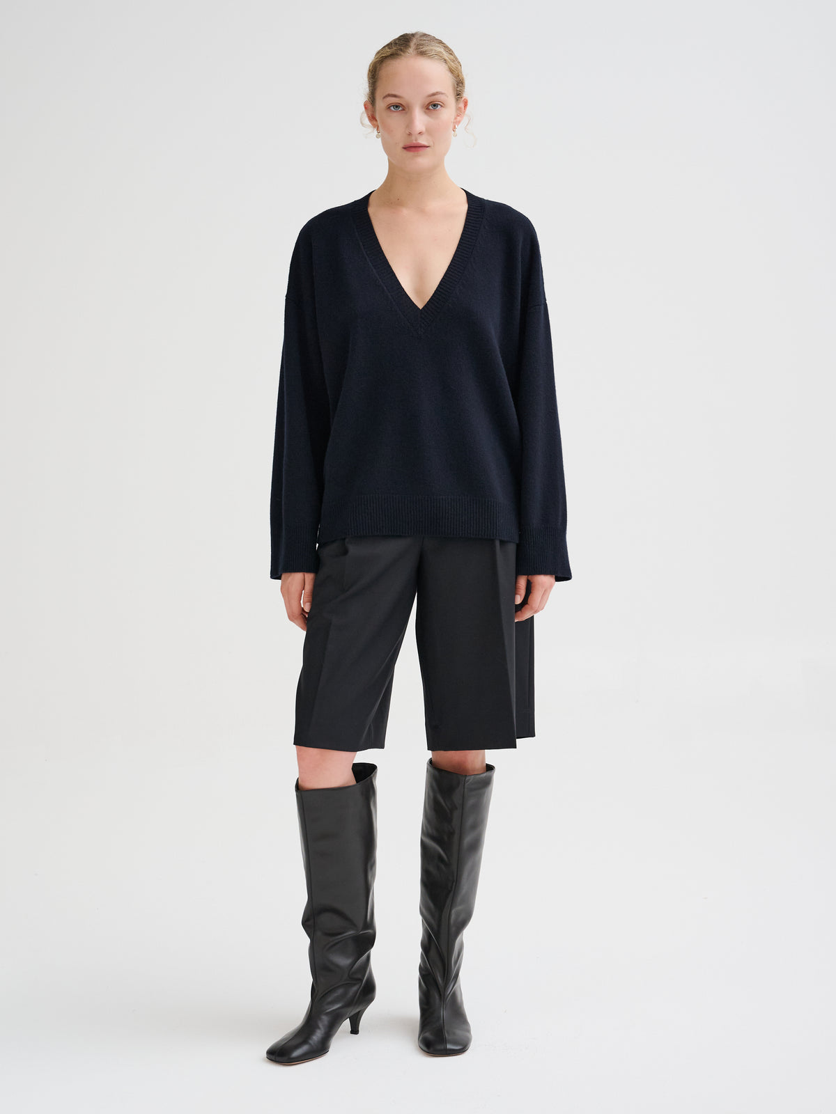 Maglia con scollo a V in lana merino