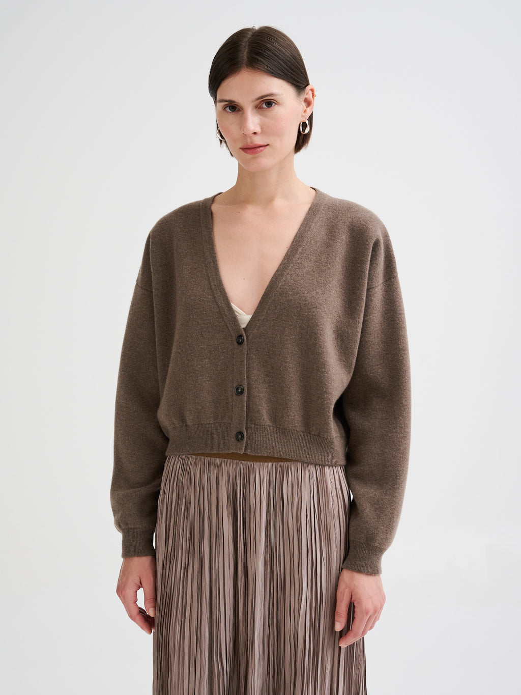 Cardigan boxy in lana merino