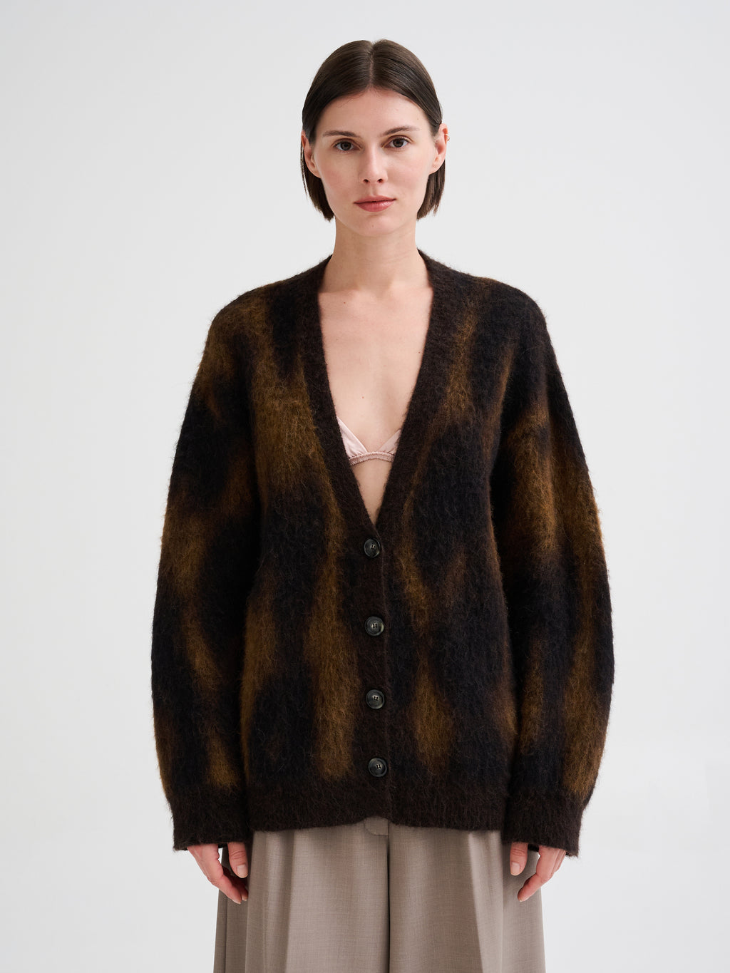 Cardigan con jacquard animalier