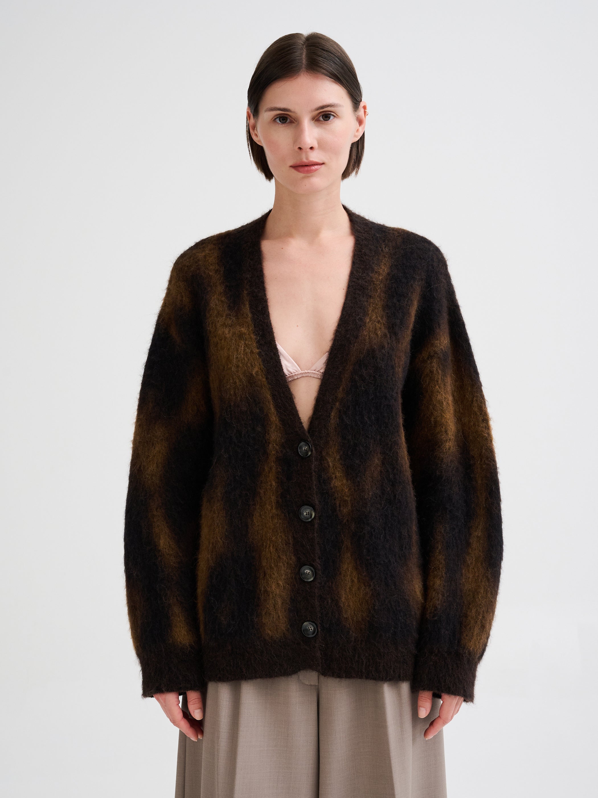Cardigan con jacquard animalier