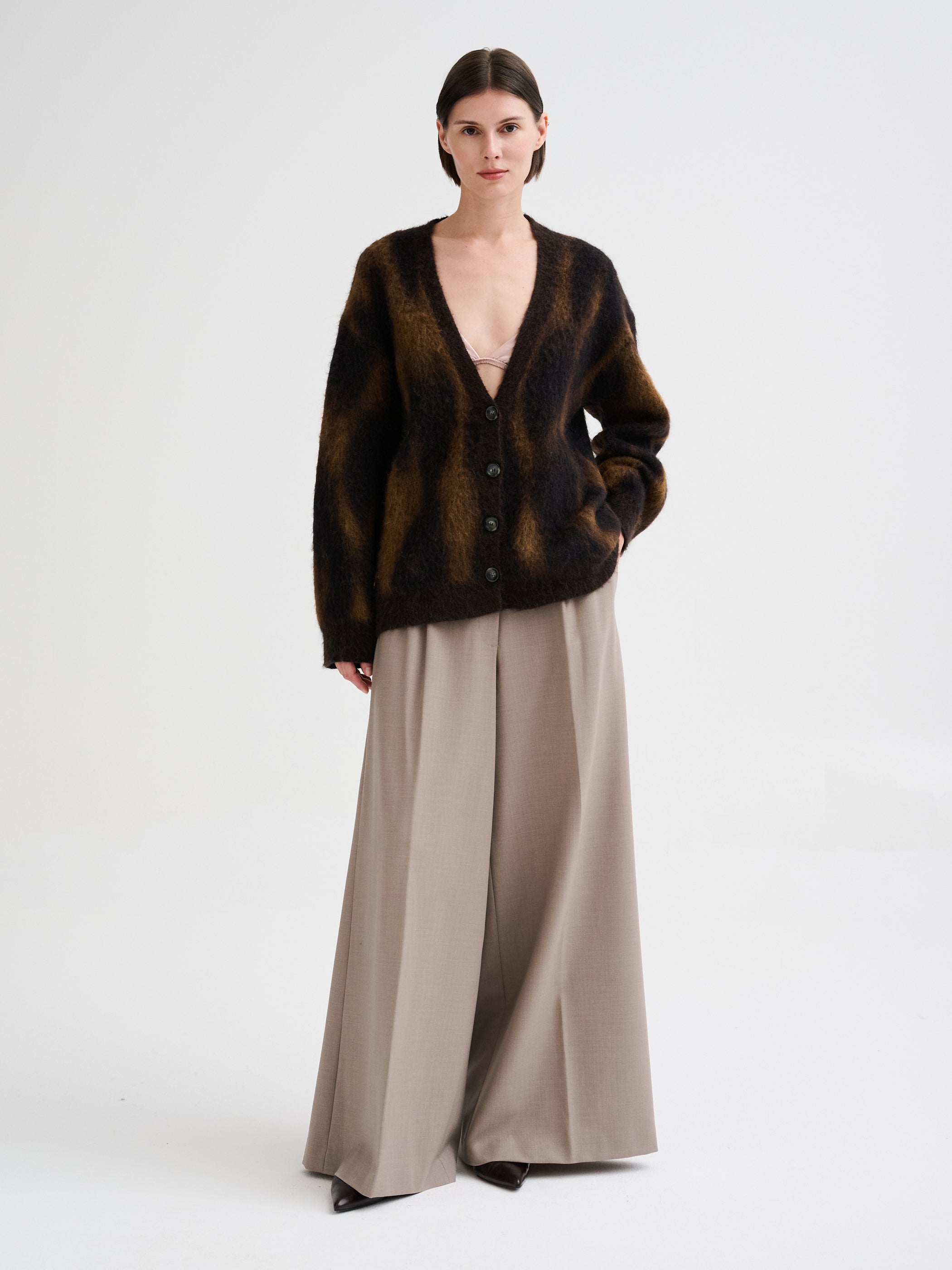 Cardigan con jacquard animalier