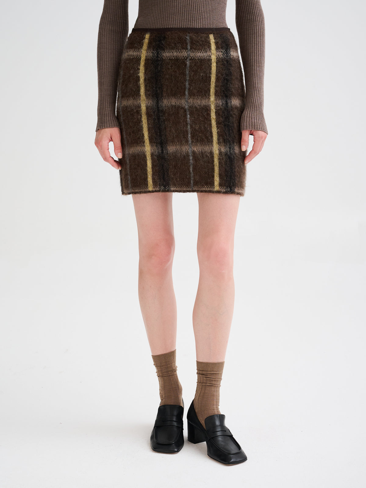 Minigonna con jacquard geometrico