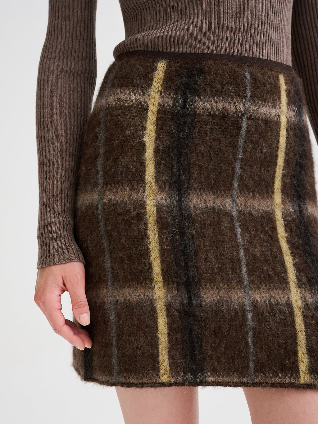 Minigonna con jacquard geometrico
