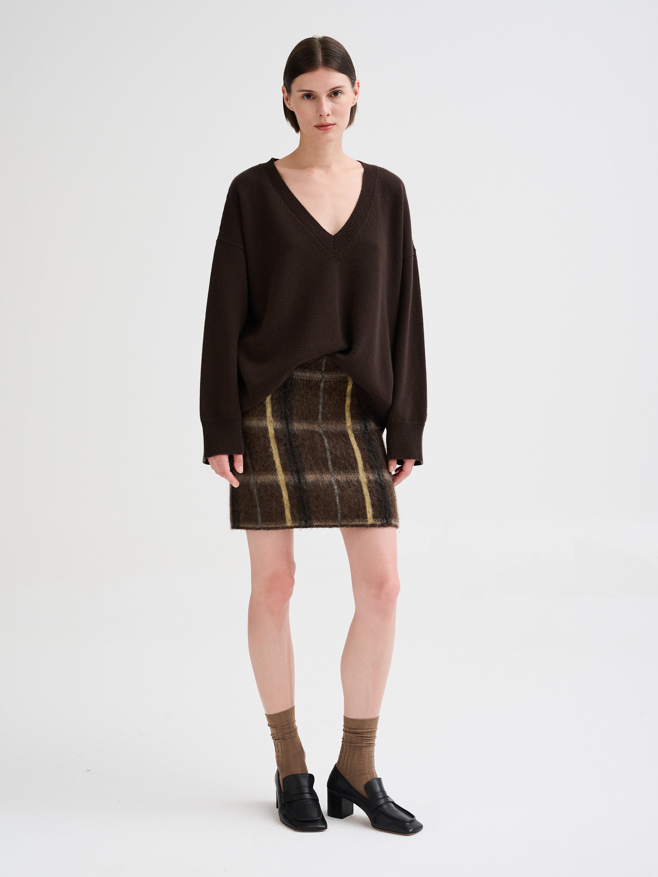 Minigonna con jacquard geometrico