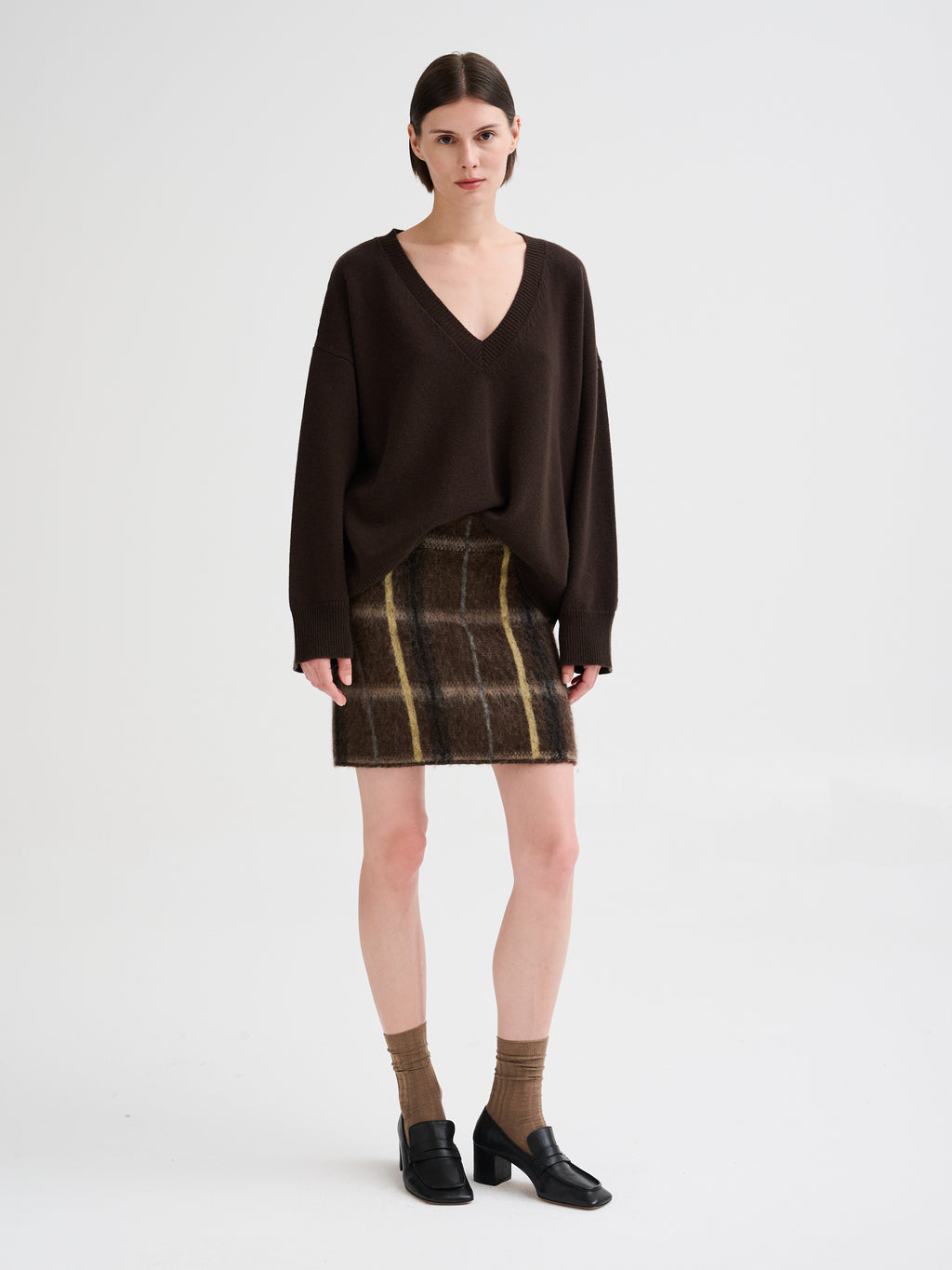 Minigonna con jacquard geometrico