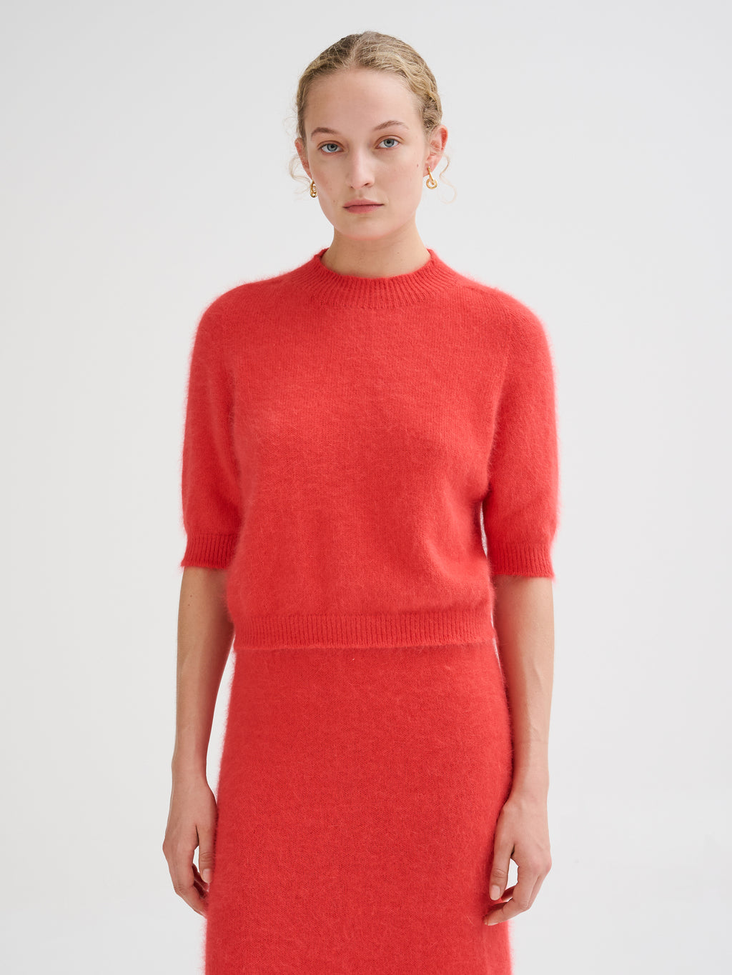Maglia in angora a maniche corte
