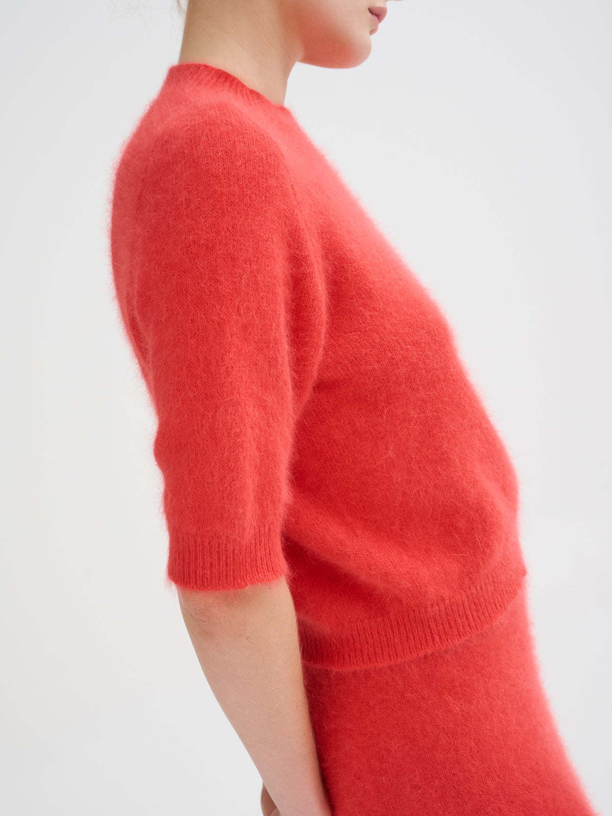 Maglia in angora a maniche corte