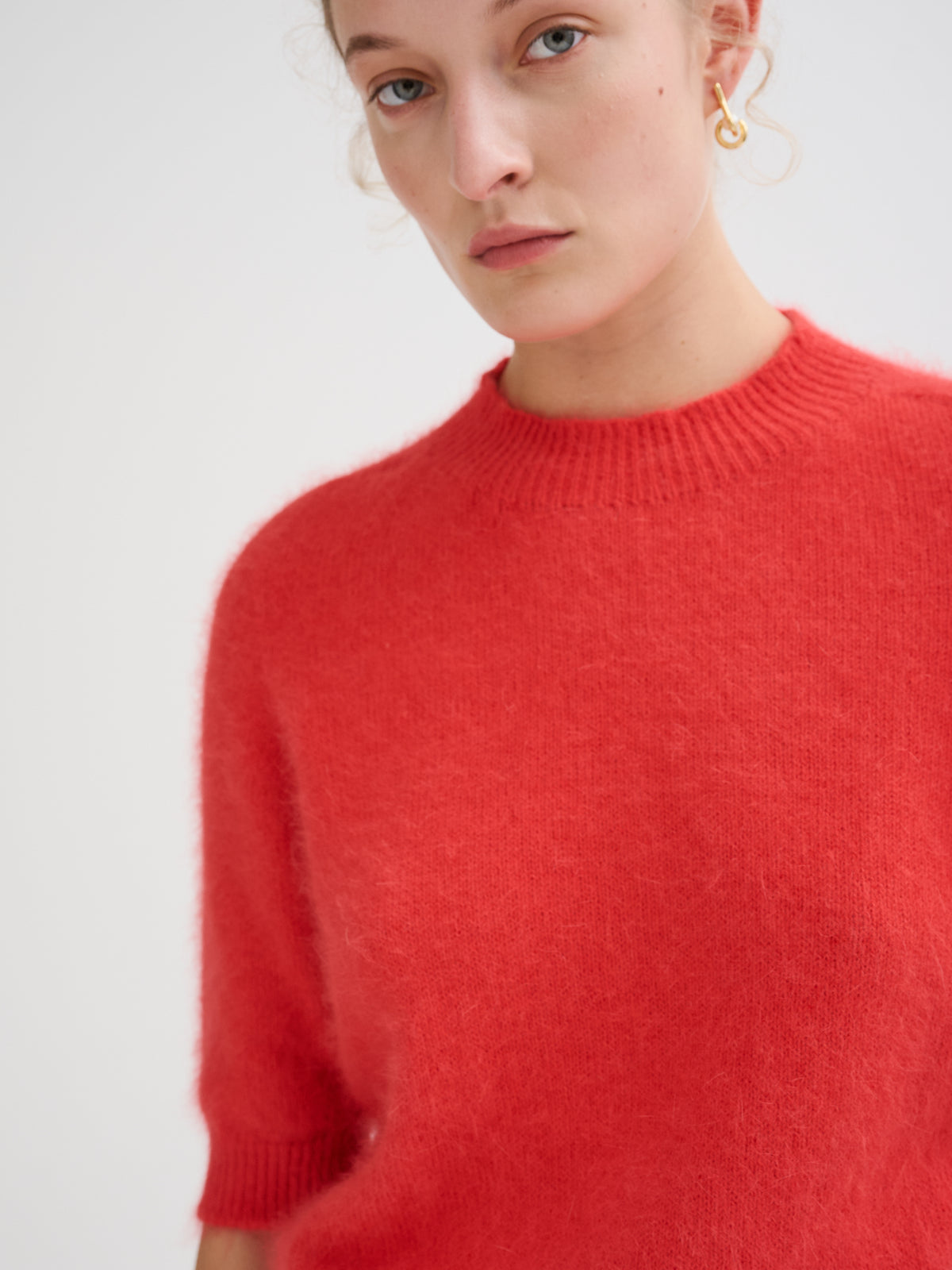 Maglia in angora a maniche corte