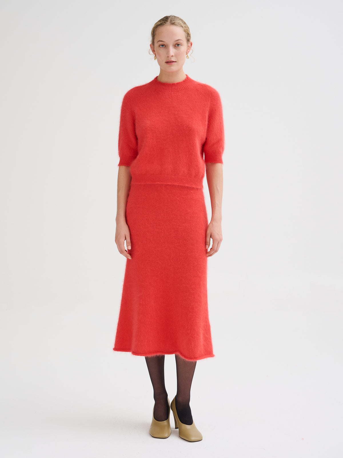 Maglia in angora a maniche corte