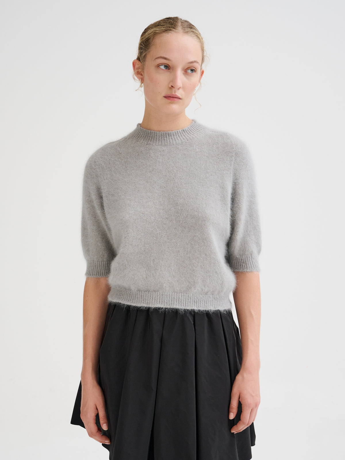 Maglia in angora a maniche corte