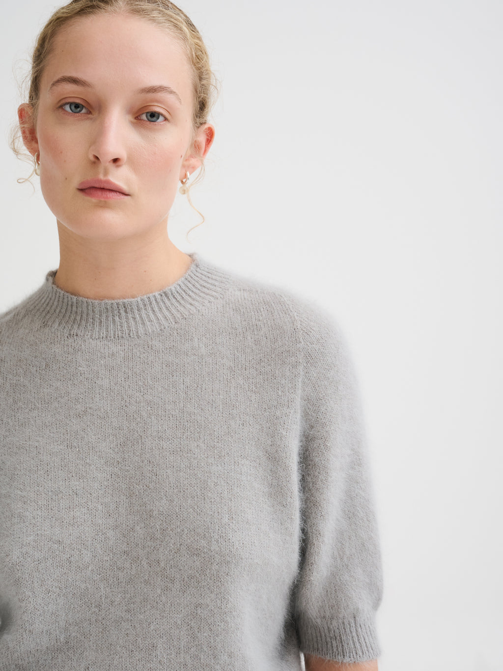 Maglia in angora a maniche corte