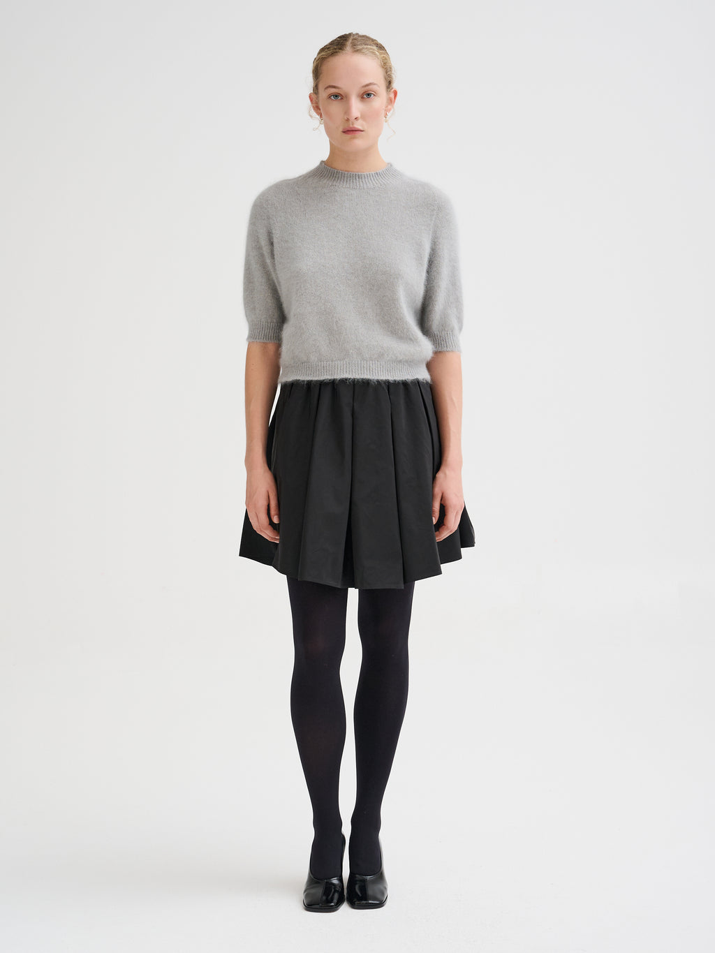 Maglia in angora a maniche corte