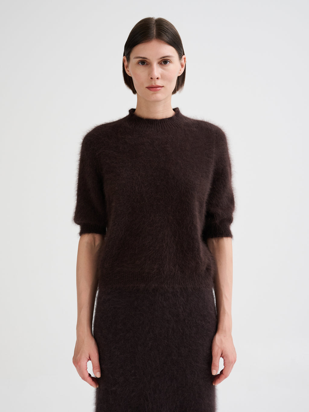 Maglia in angora a maniche corte