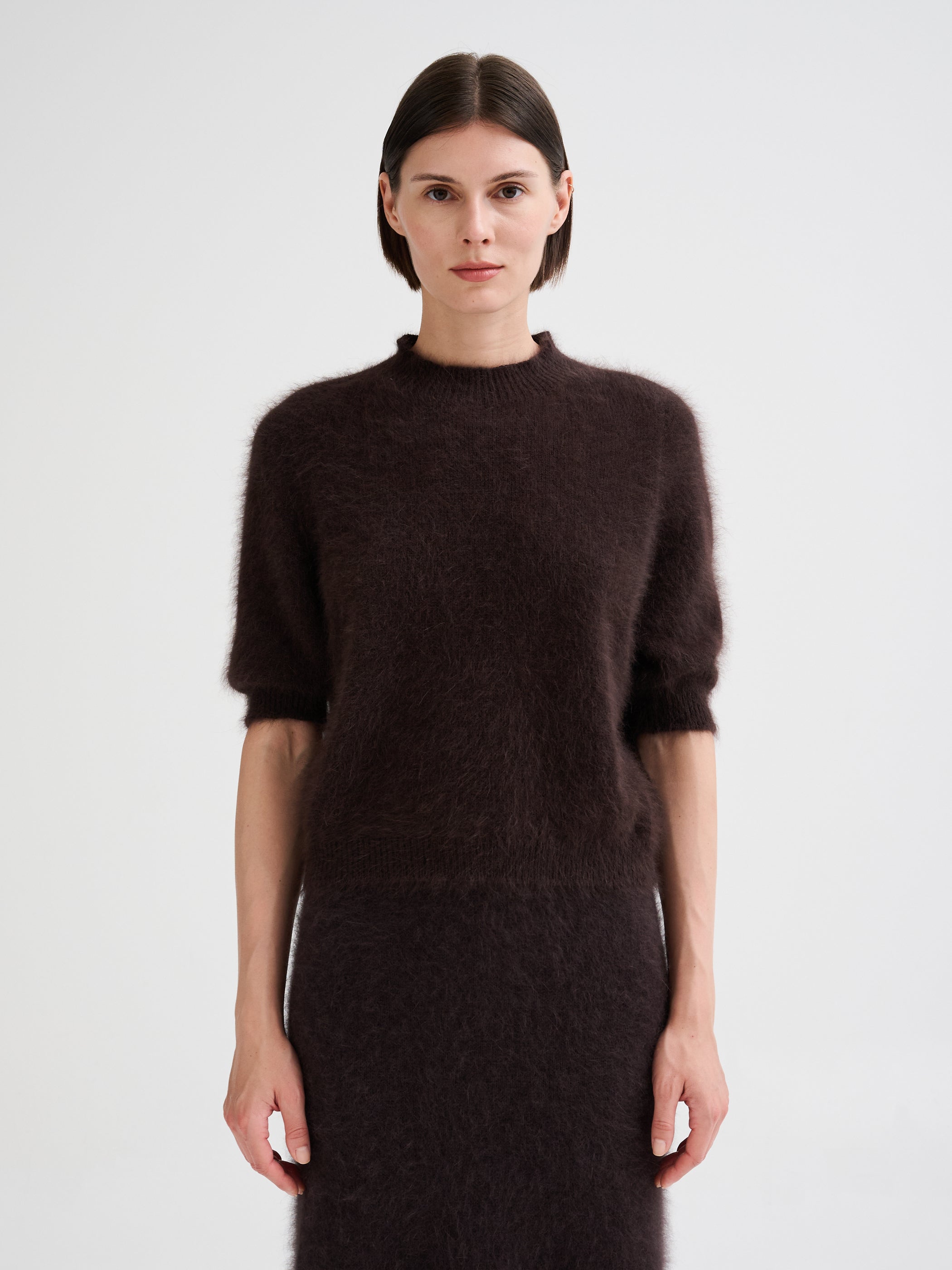 Maglia in angora a maniche corte