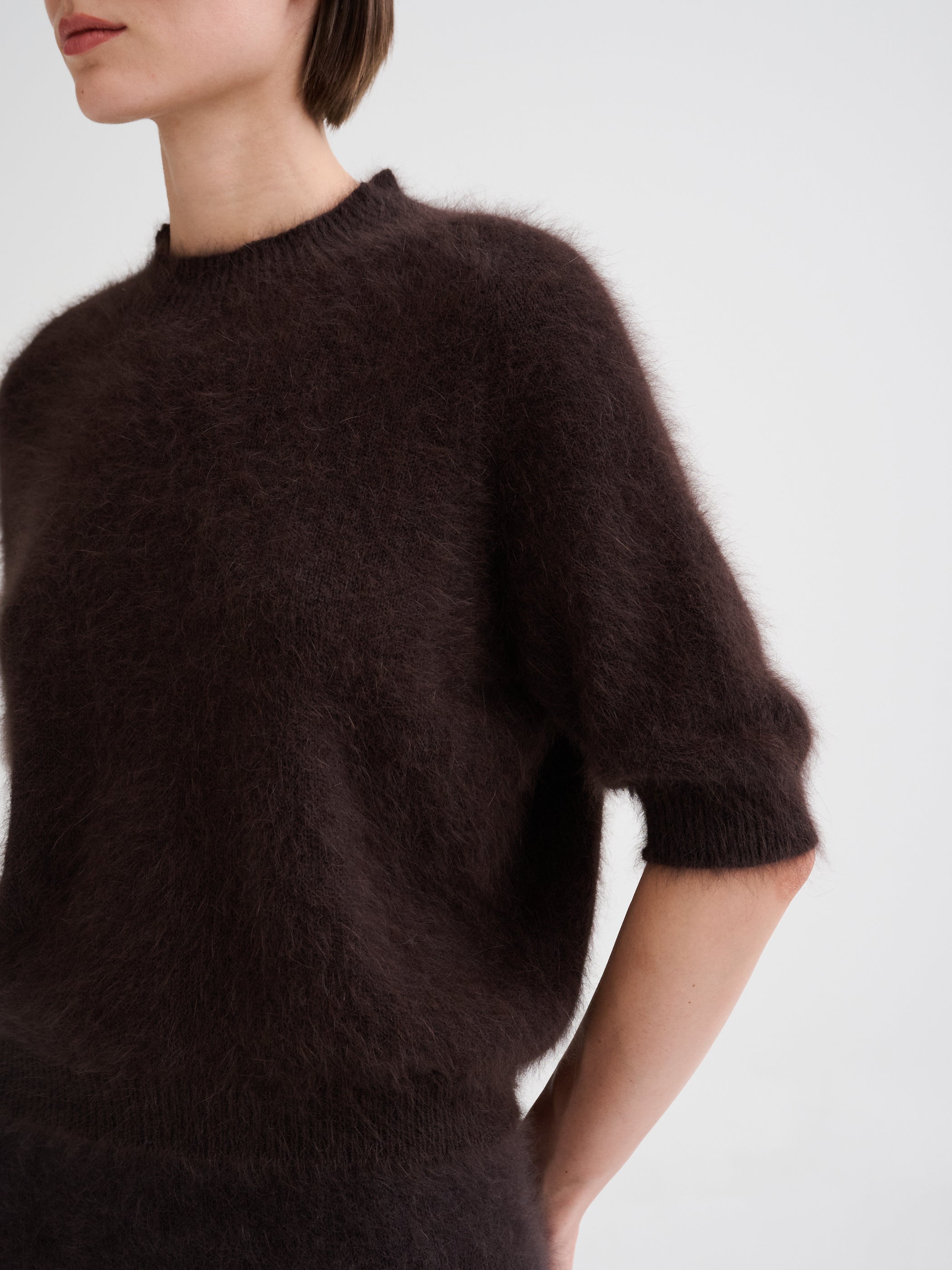 Maglia in angora a maniche corte