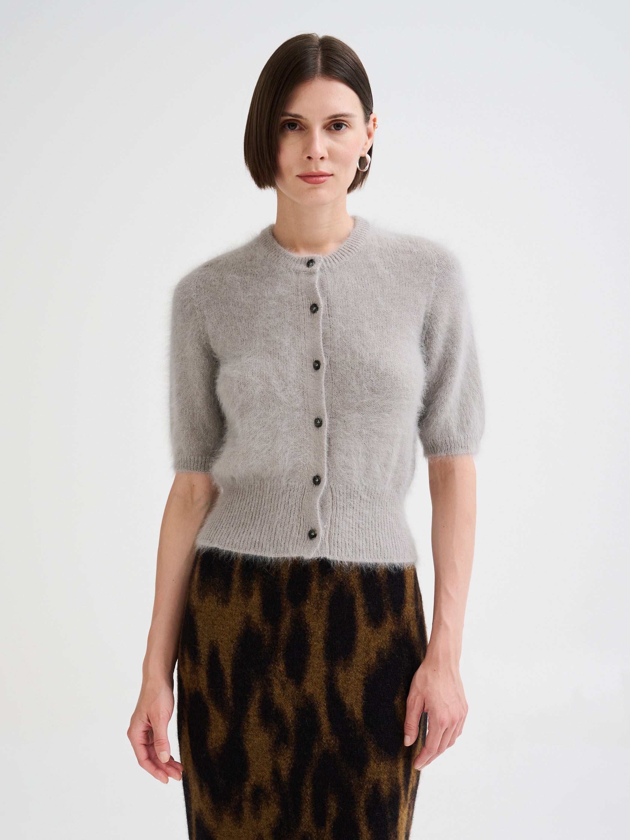 Mini cardigan in angora