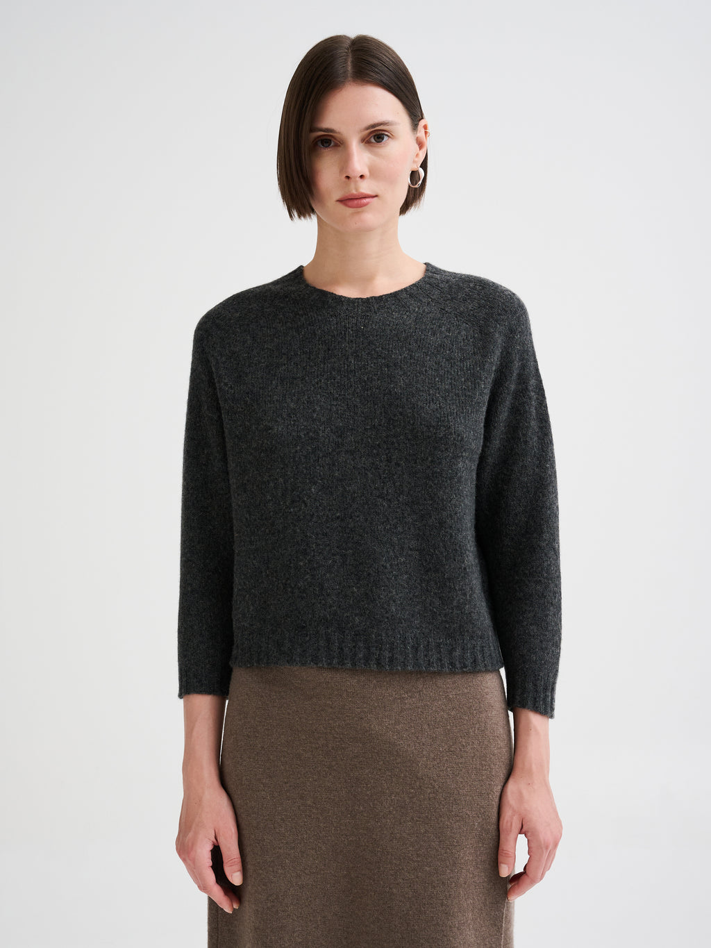 Maglia in lana e cammello con maniche 3/4