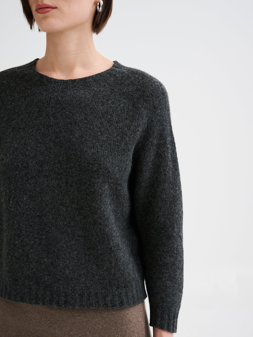 Maglia in lana e cammello con maniche 3/4