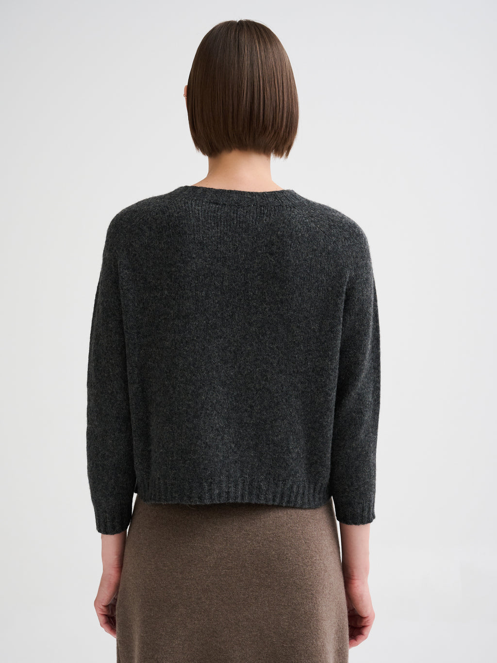 Maglia in lana e cammello con maniche 3/4