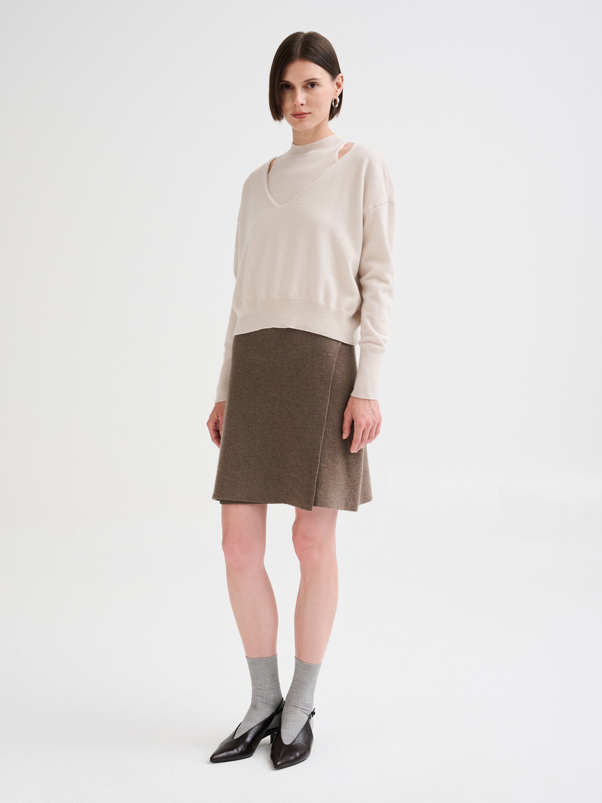 Scollo a V in lana merino e cashmere