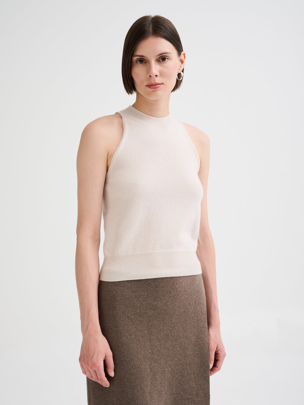 Top all'americana in lana merino e cashmere