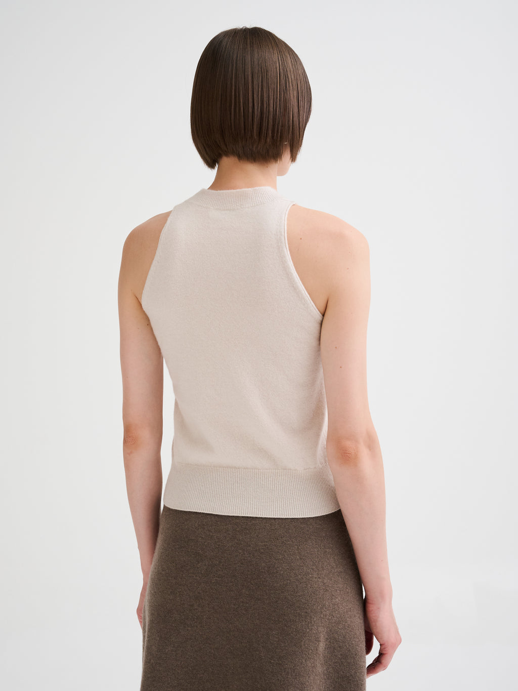 Top all'americana in lana merino e cashmere